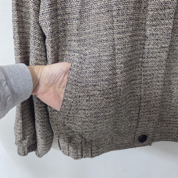 Doncaster Silk Tweed Bomber Jacket Women's Medium Button Front Stand Collar - Picture 9 of 11